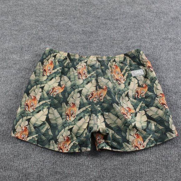 Oas Swim Shorts Men Medium Roar Green Tiger Jungle Print Trunks Mesh Lined Beach - Picture 4 of 10
